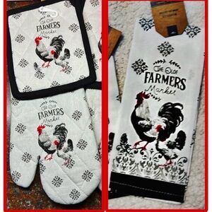NWT 3-pc Set French Country Quality Oven Mitt, Hot Pad & Tea Towel